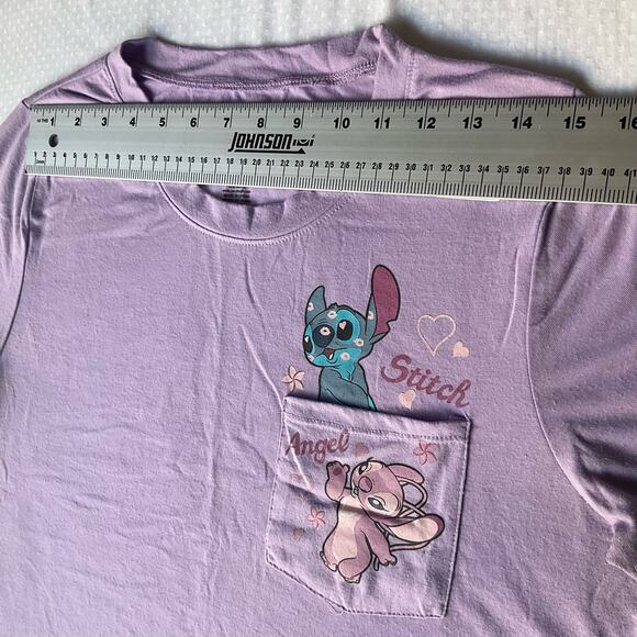 Disney Girl’s Short Sleeve T-shirt size XL, Purple, Stitch & Angel - Picture 3 of 9
